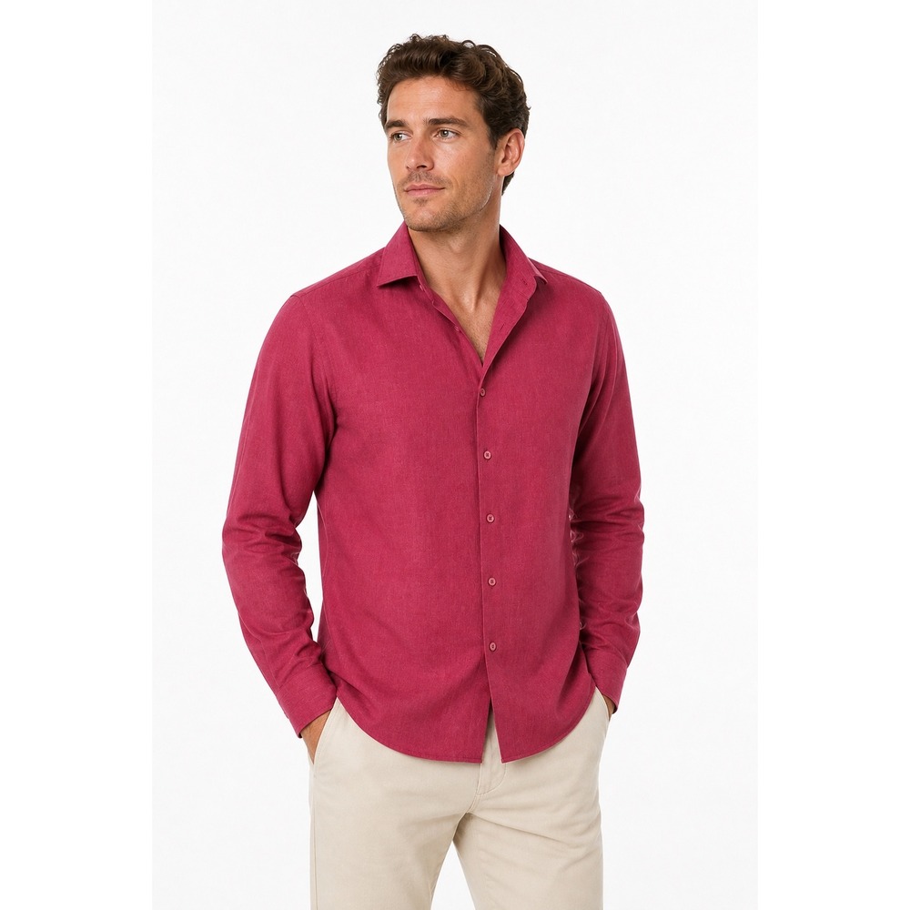 Lucky Brand Men's Slim Fit Button Up Shirt Large Red 4 Way Stretch Casual